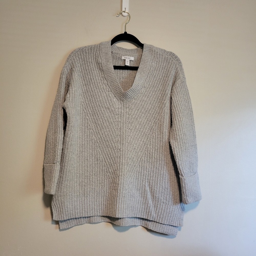 Nine West Women's V-Neck Sweater Gray Size 0X